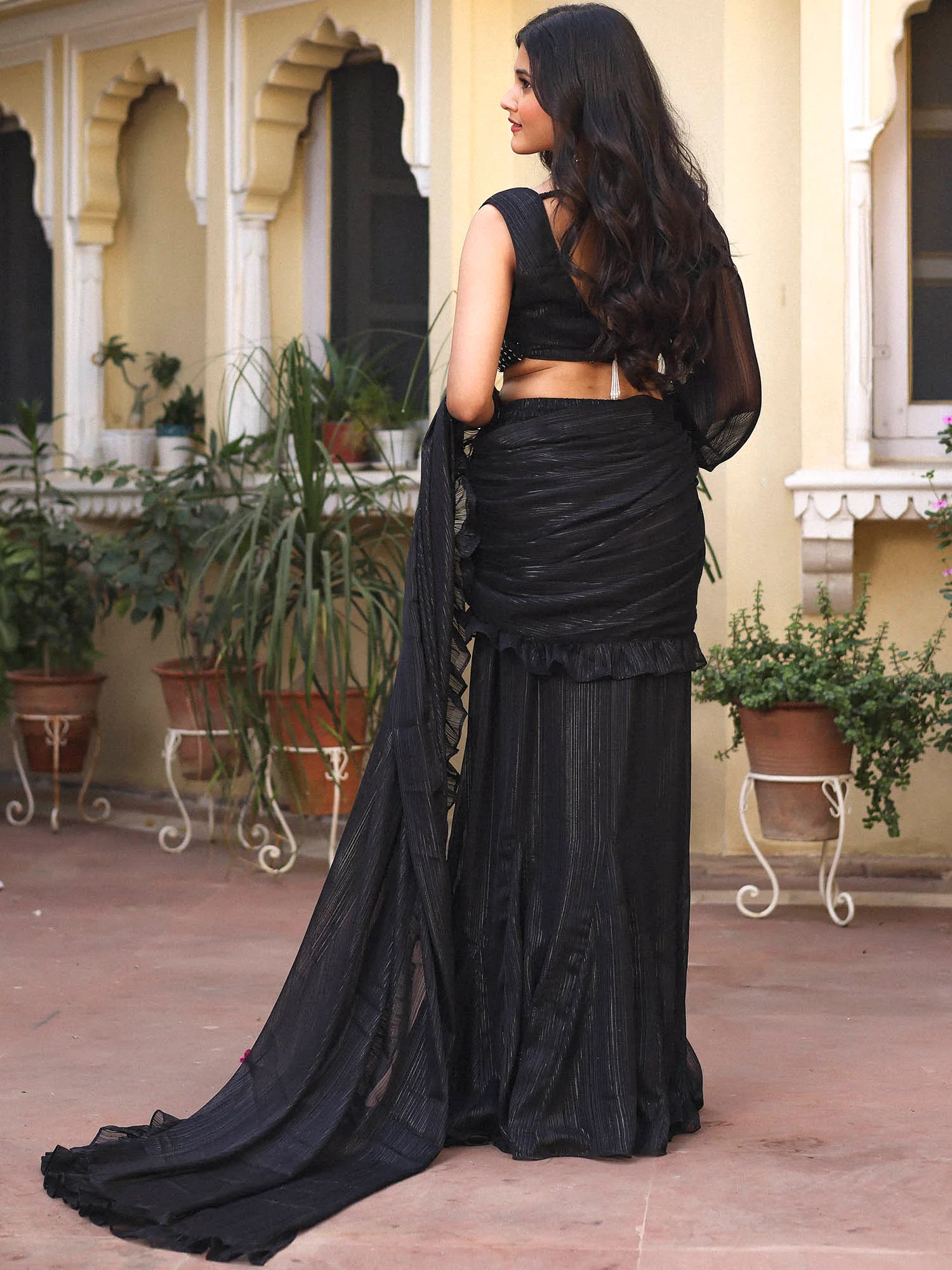 Black Cocktail Saree - Image 7