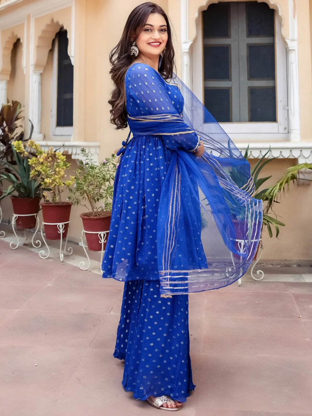 Blue Georgette Sharara Set - Image 5