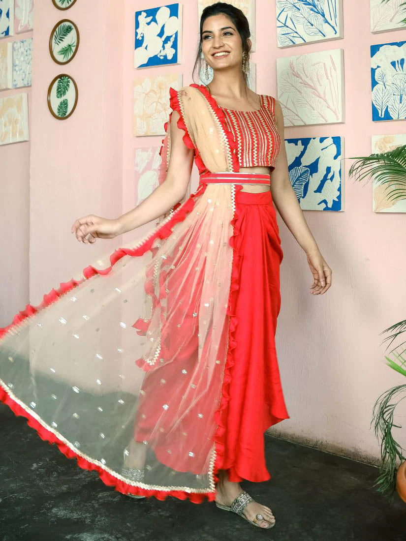 Geetanjali Red Three Piece Set - Image 3