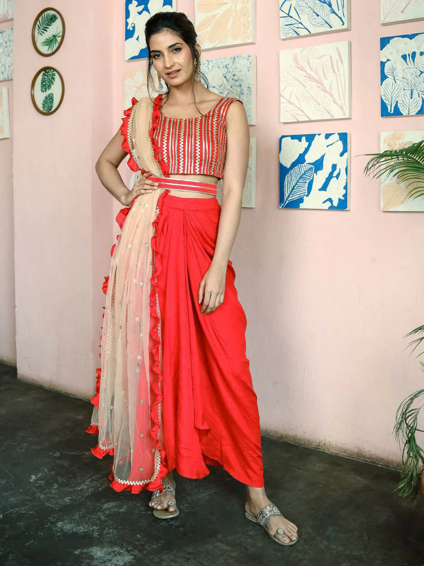 Geetanjali Red Three Piece Set - Image 4