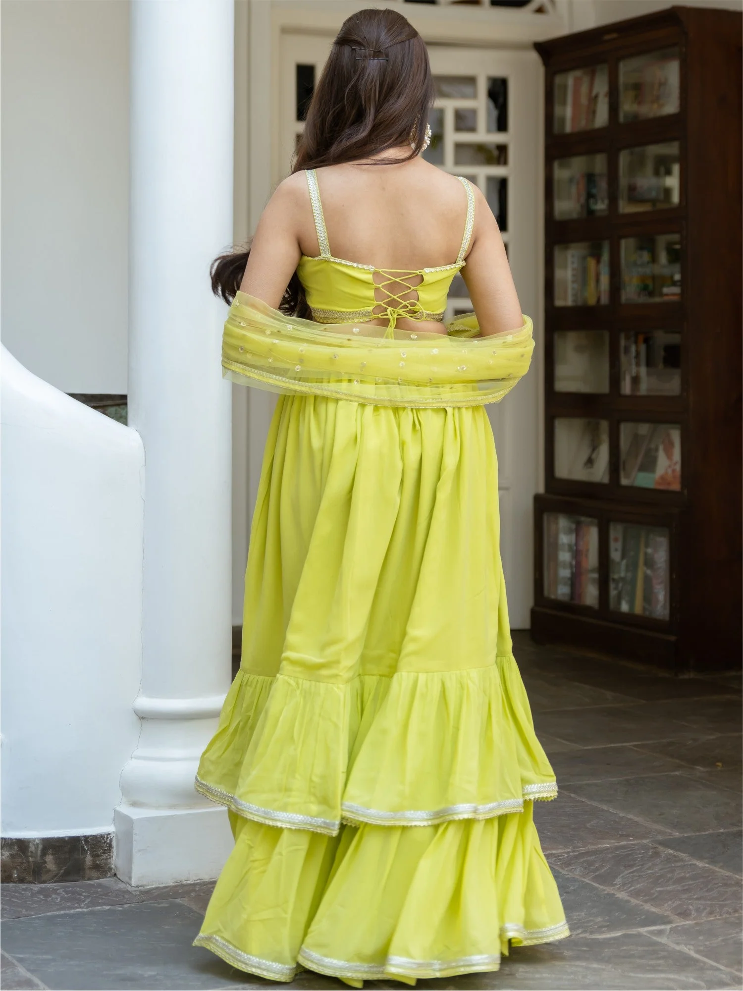 Green ruffled Lehenga Set - Image 8