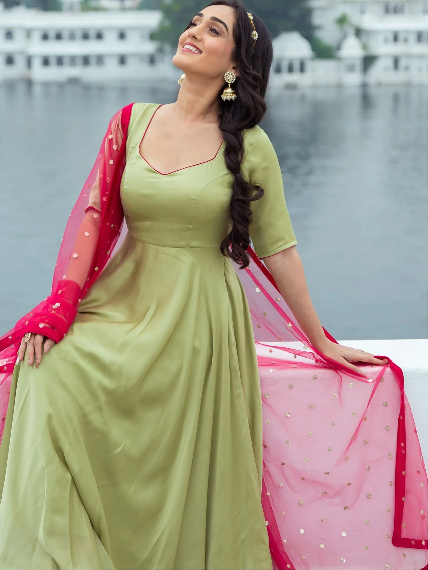 Green Silk Anarkali Set - Image 6