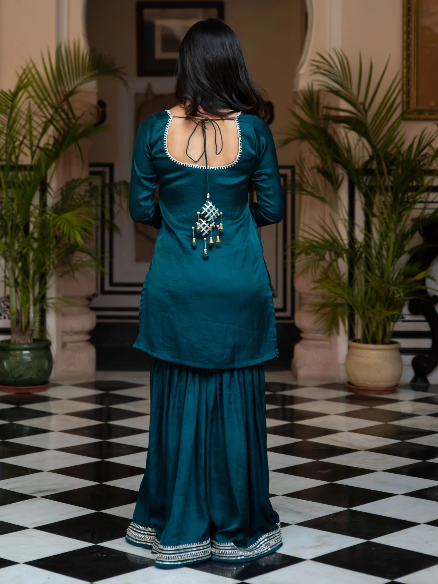 Green Silk Sharara Set - Image 6