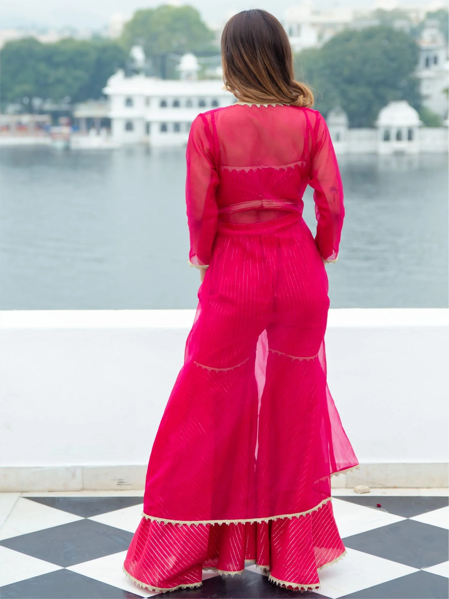 Magenta Cotton Lurex Co-ords Set - Image 3