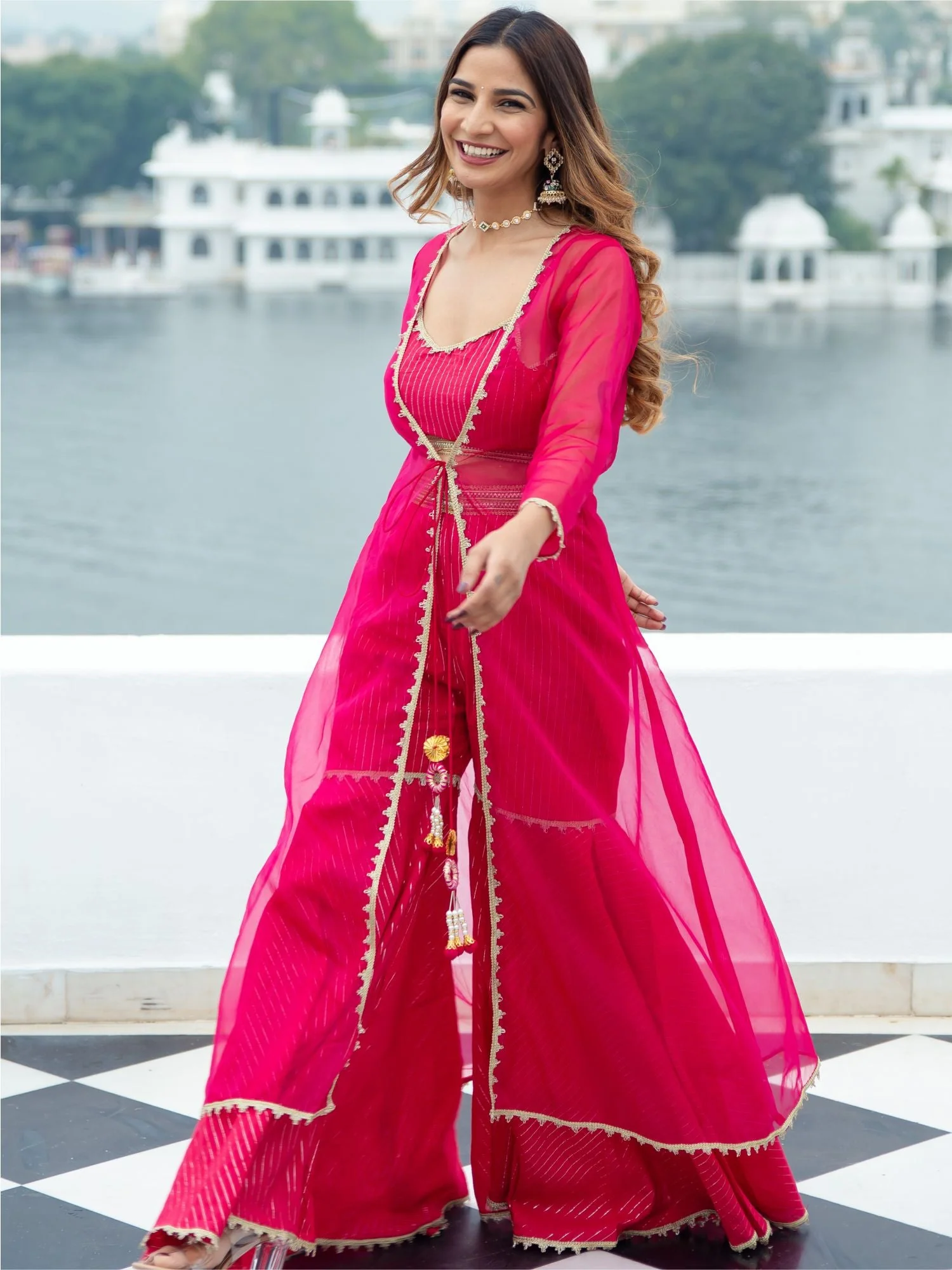 Magenta Cotton Lurex Co-ords Set - Image 4