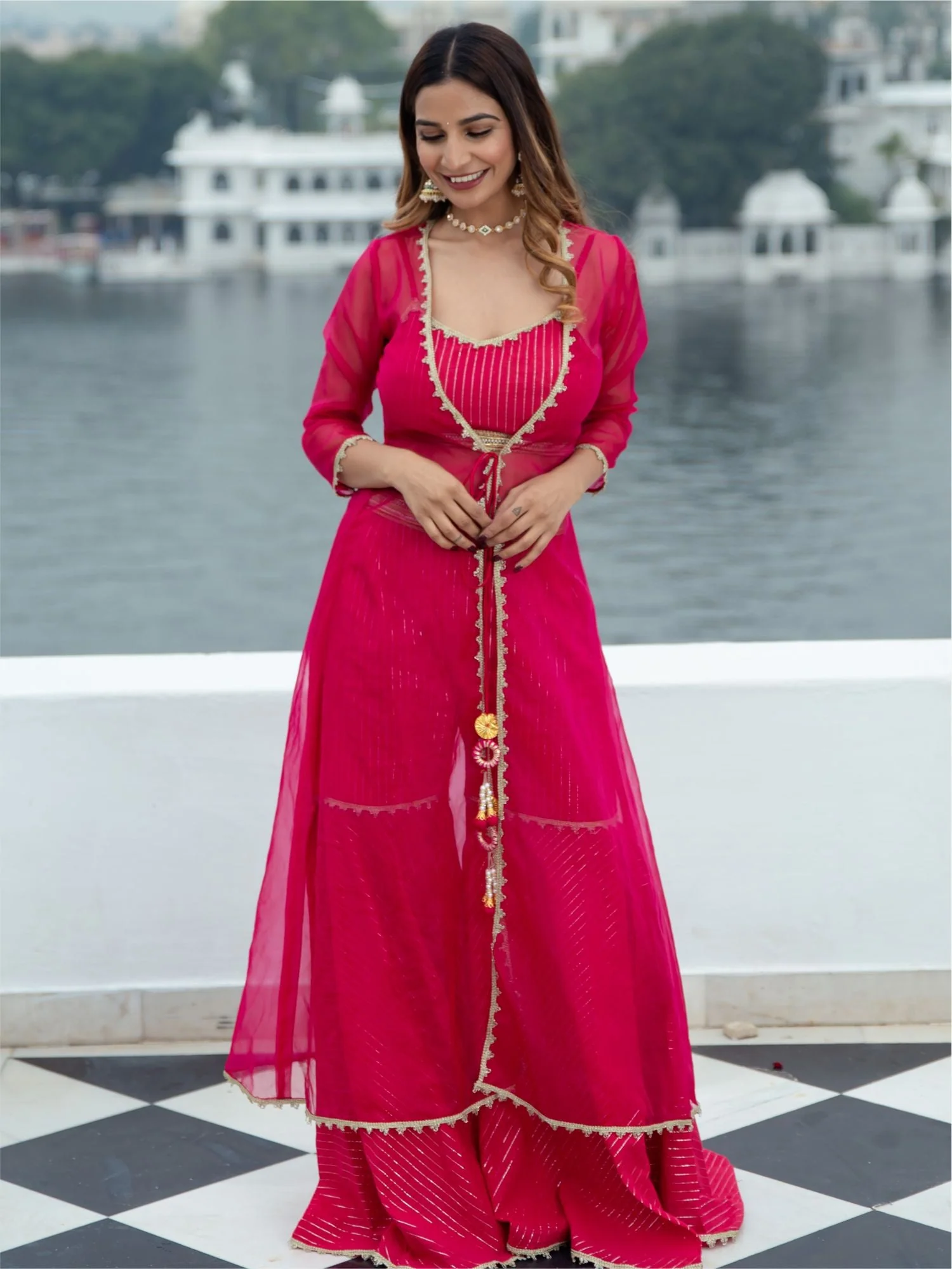 Magenta Cotton Lurex Co-ords Set - Image 7