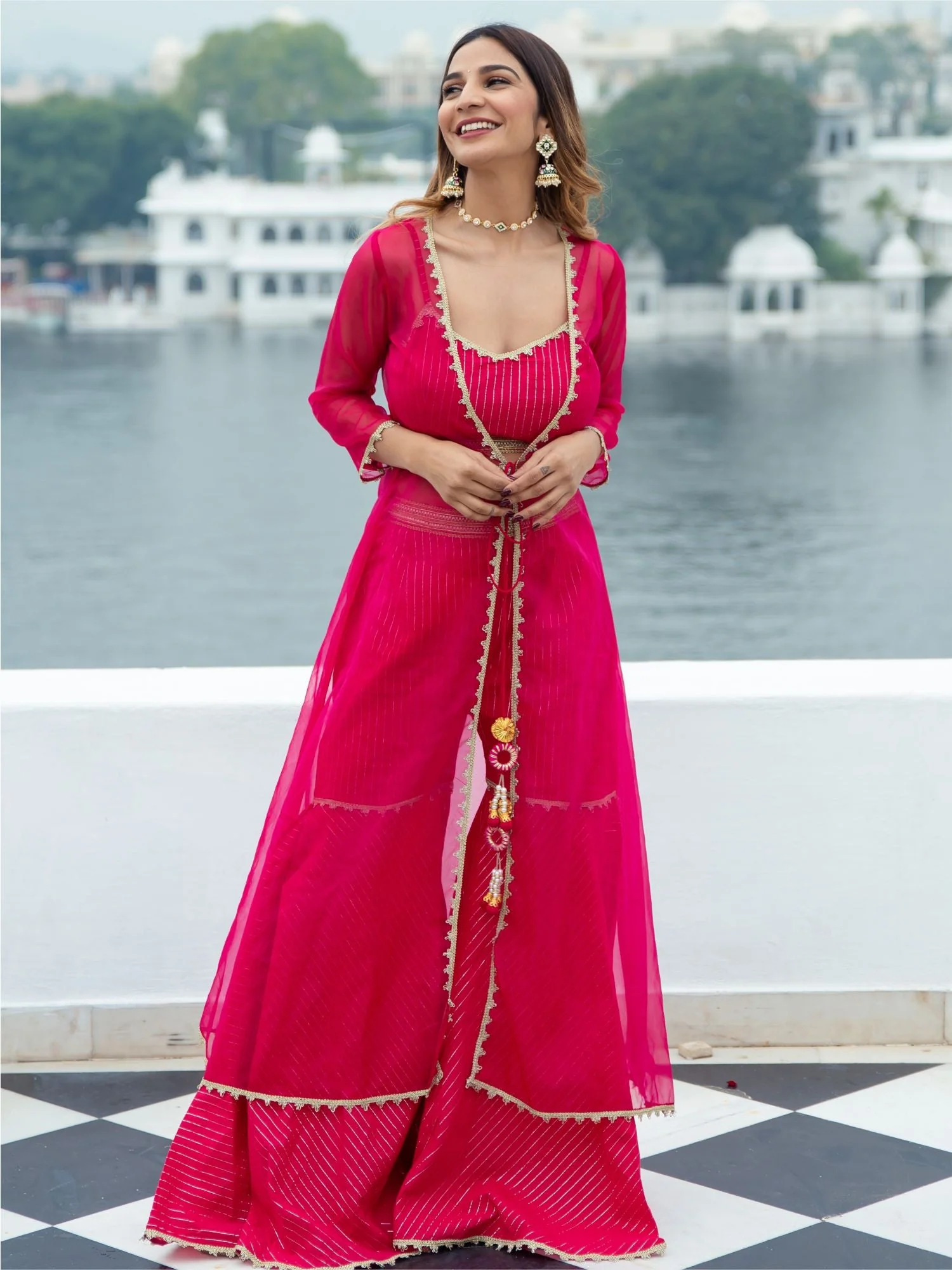 Magenta Cotton Lurex Co-ords Set - Image 8