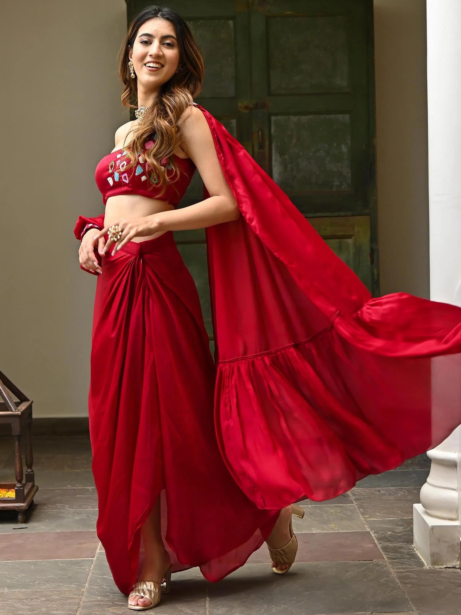 Pink Dhoti saree - Image 4