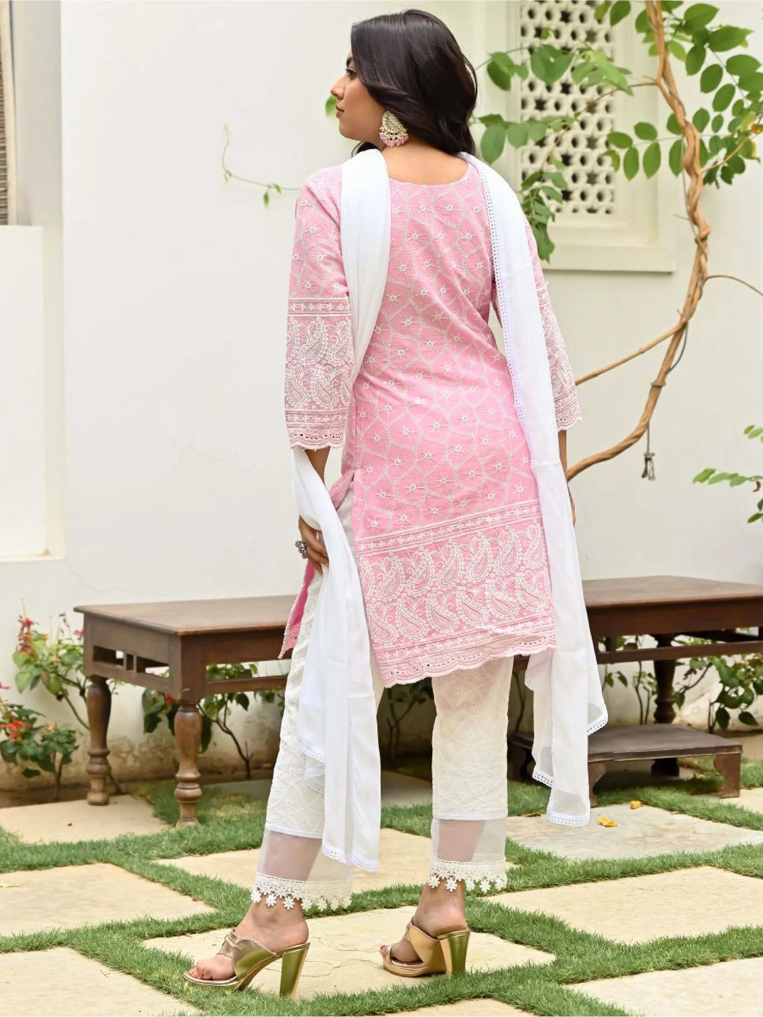 Pink Embroidered Kurta Set - Image 4