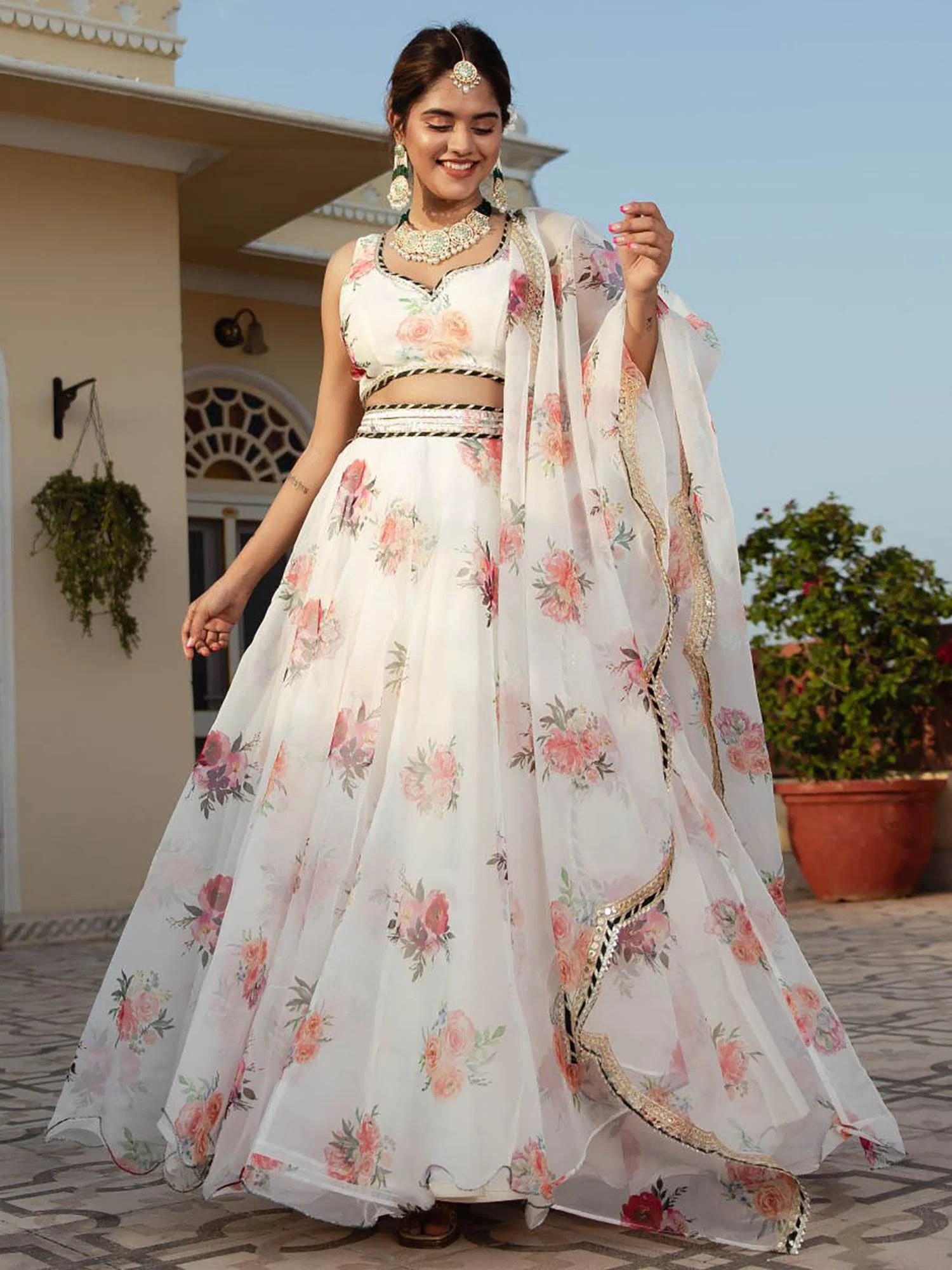 White Organza Lehenga Set - Image 3