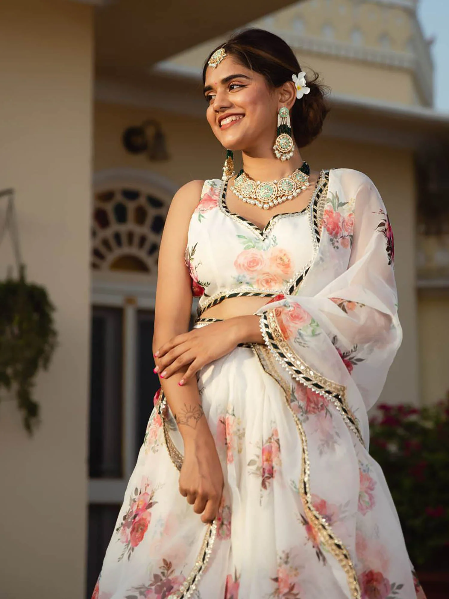 White Organza Lehenga Set - Image 4