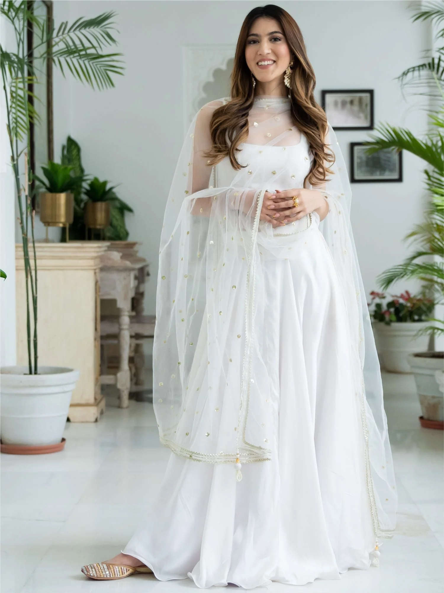 White Silk Lehenga Set - Image 3