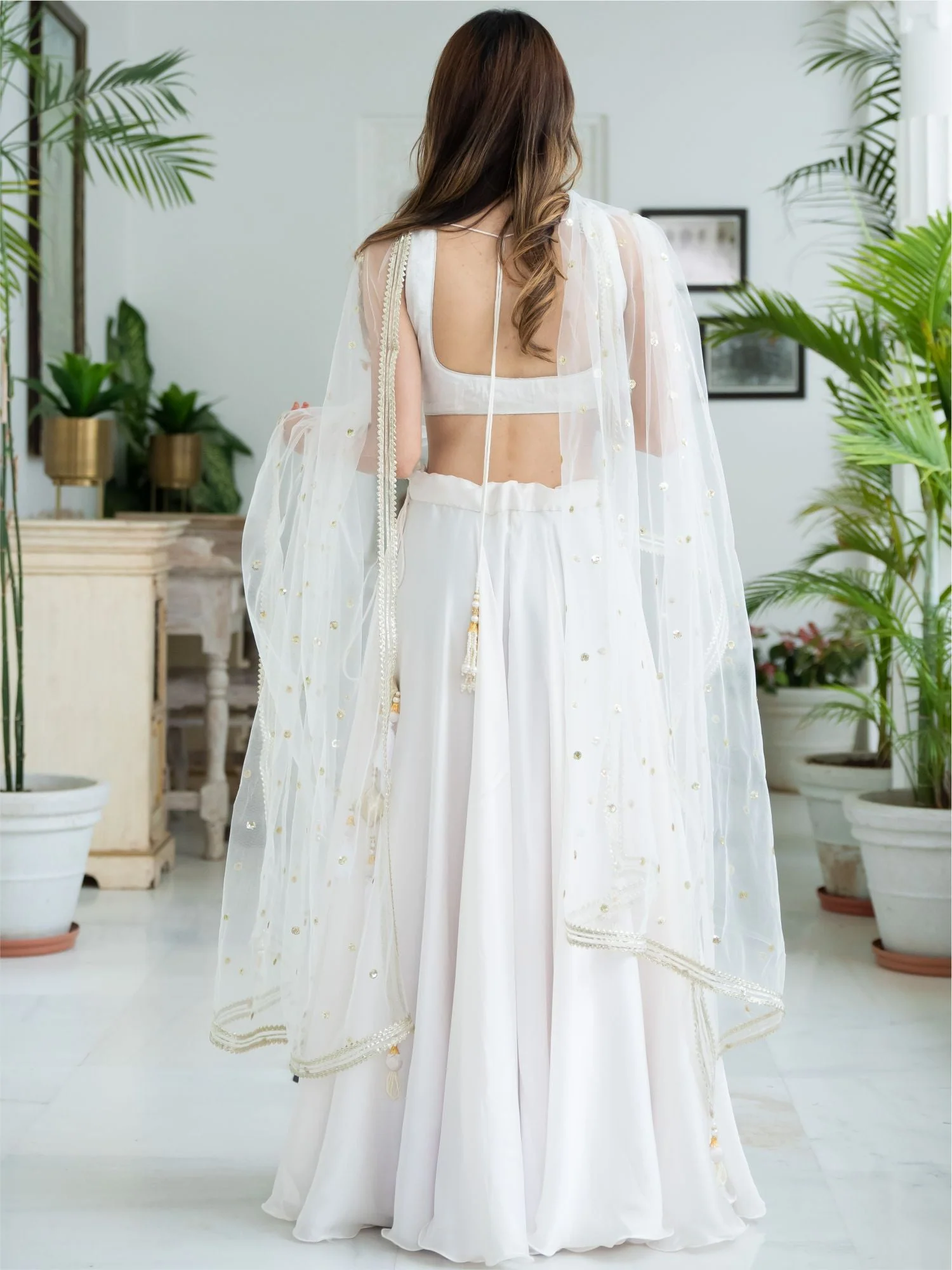 White Silk Lehenga Set - Image 5
