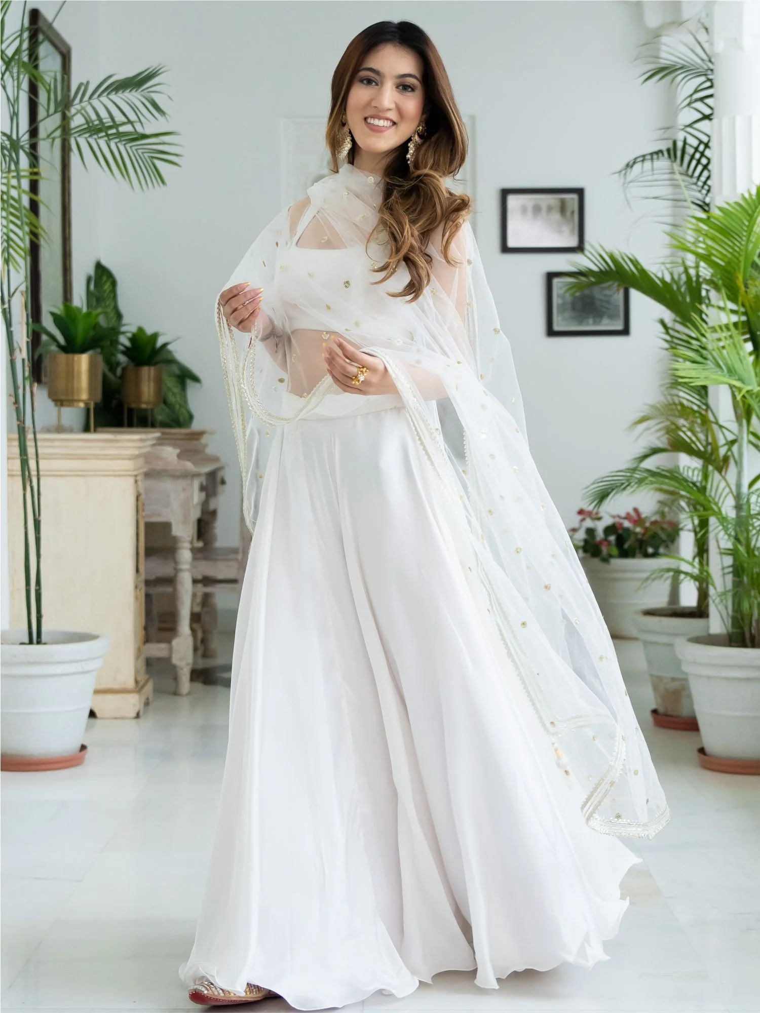 White Silk Lehenga Set - Image 6