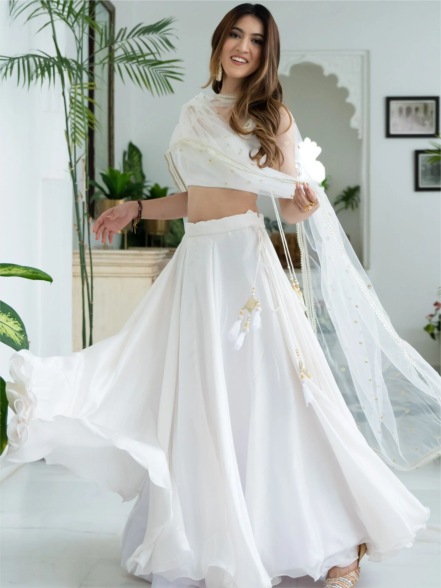 White Silk Lehenga Set - Image 7