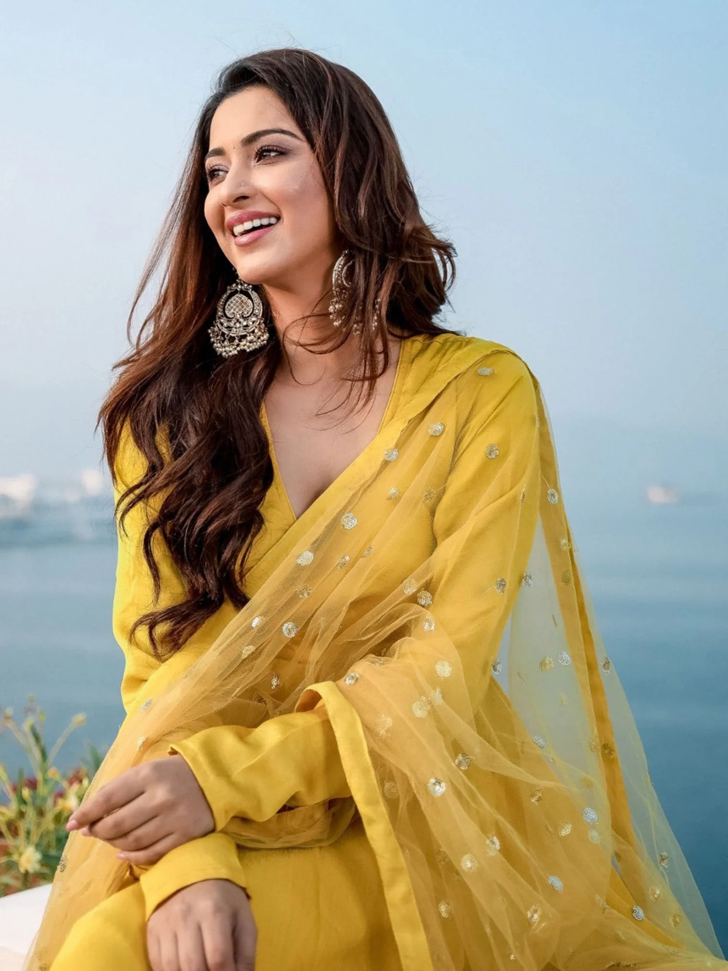Yellow Anarkali Dupatta Suit Set - Image 3