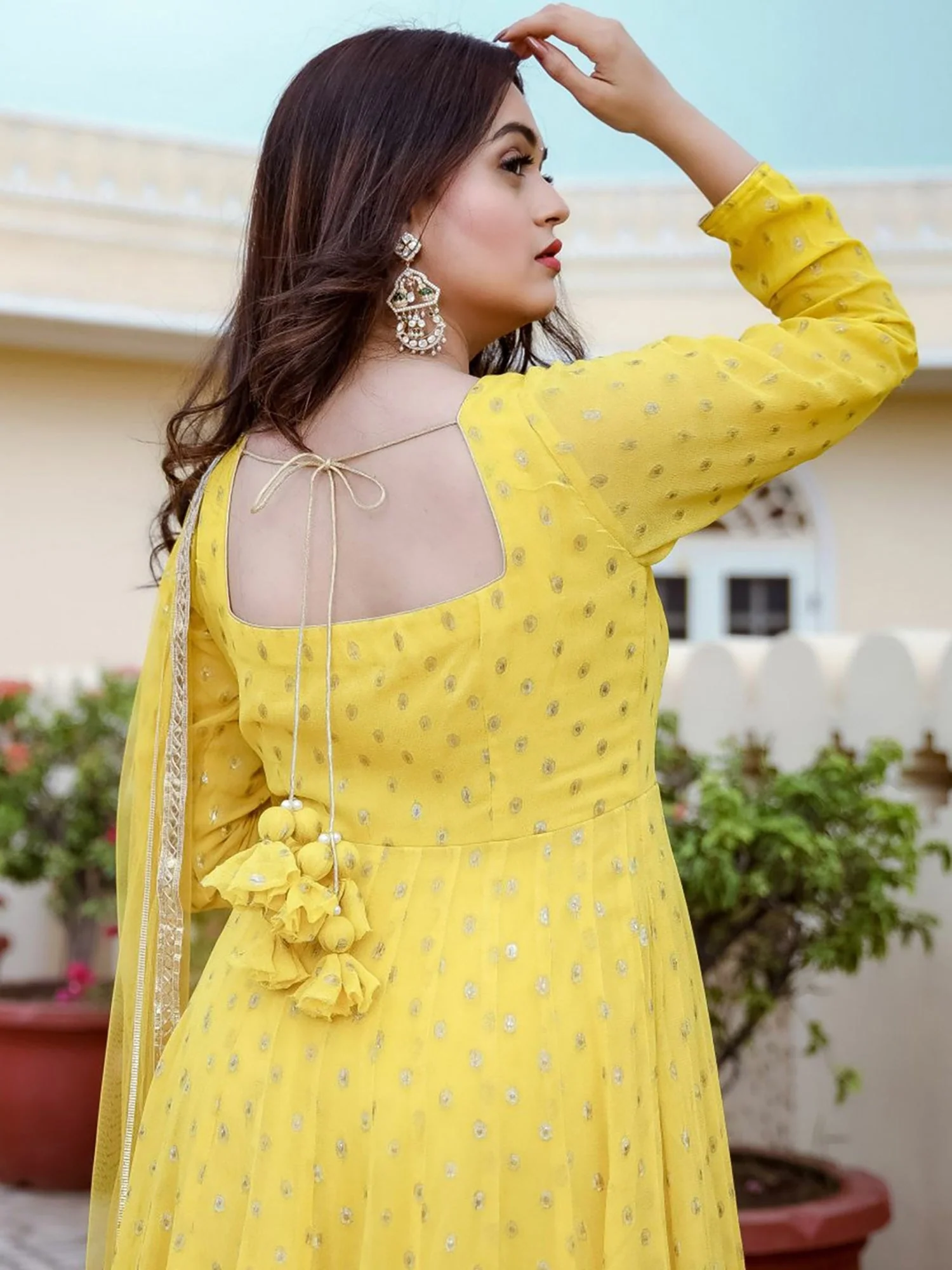 Yellow Georgette Anarkali Set - Image 3