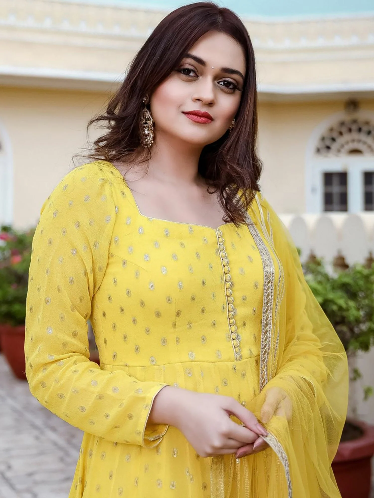 Yellow Georgette Anarkali Set - Image 4