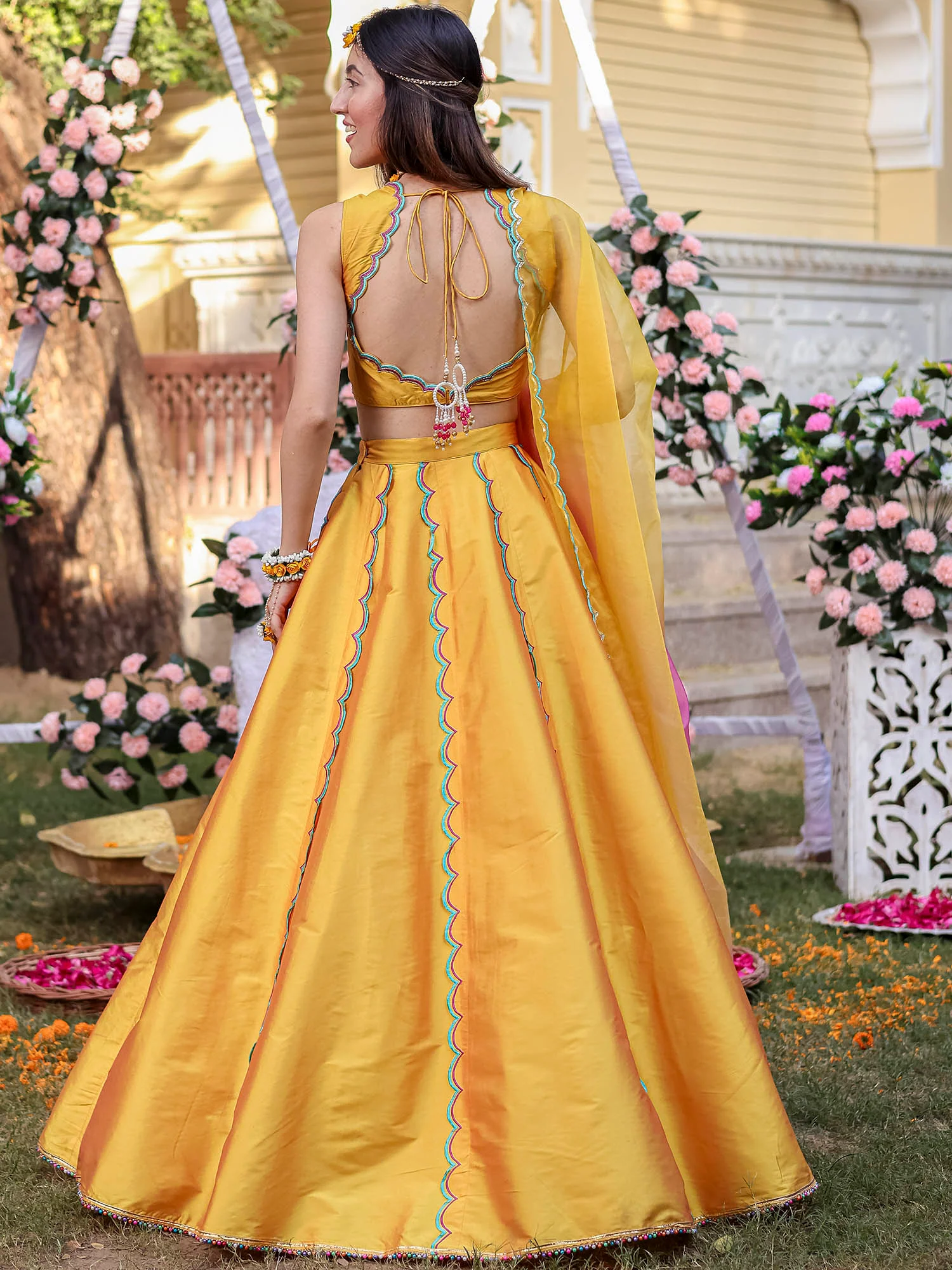 Yellow Scallop Lehenga Set - Image 3