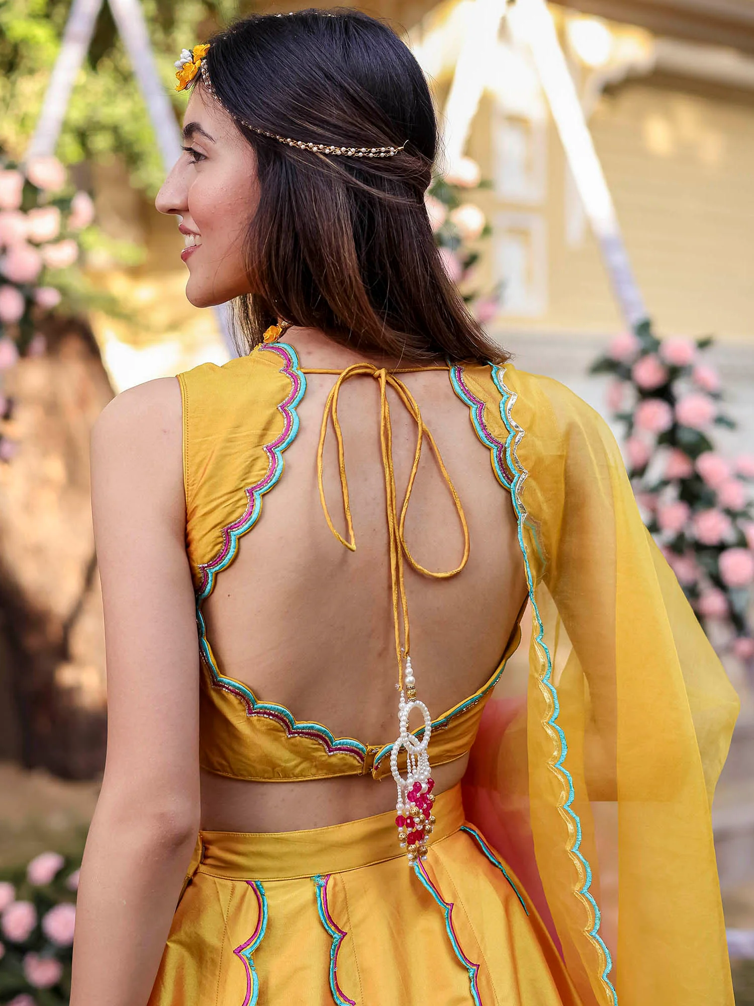 Yellow Scallop Lehenga Set - Image 4