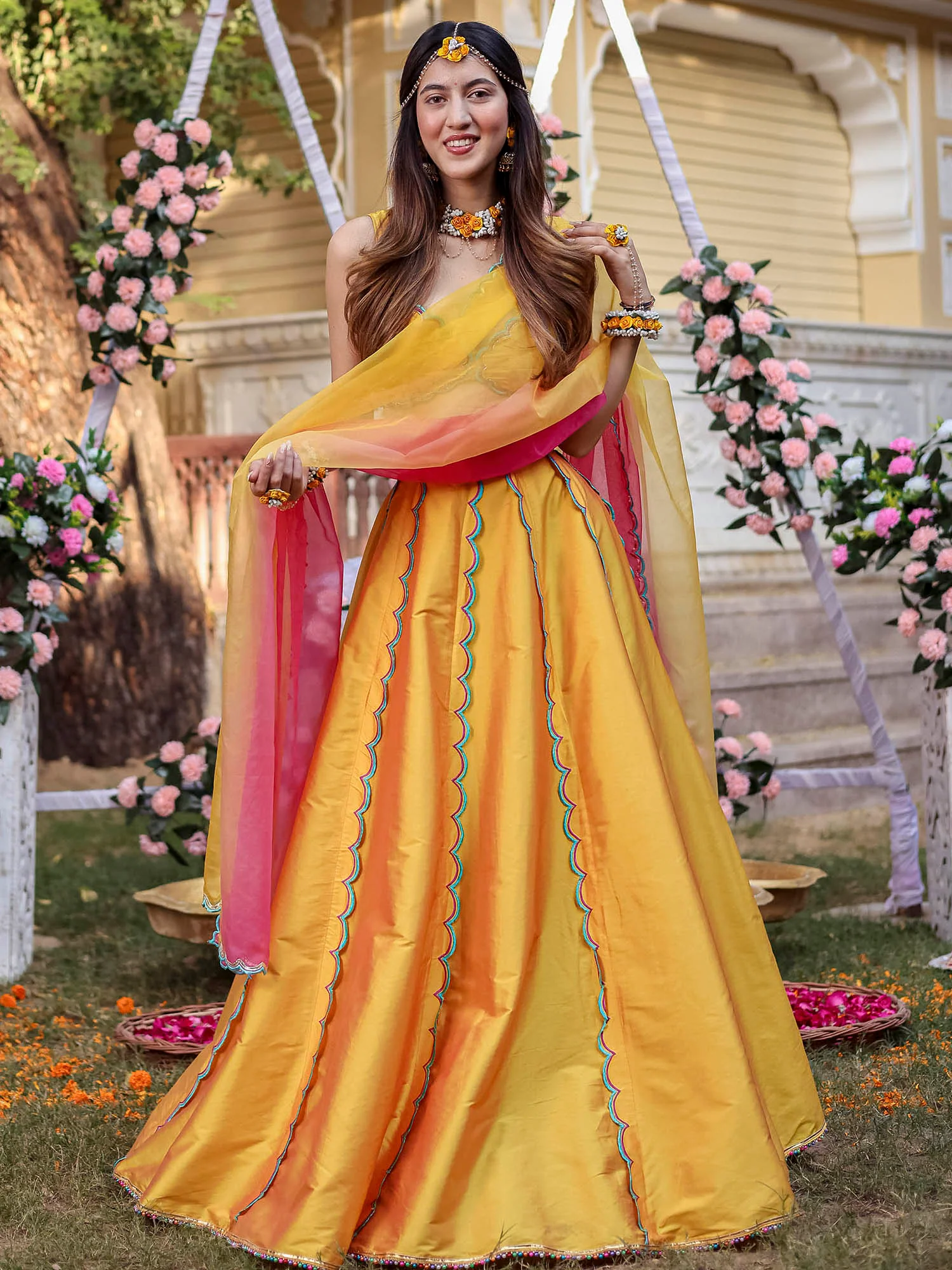 Yellow Scallop Lehenga Set - Image 5