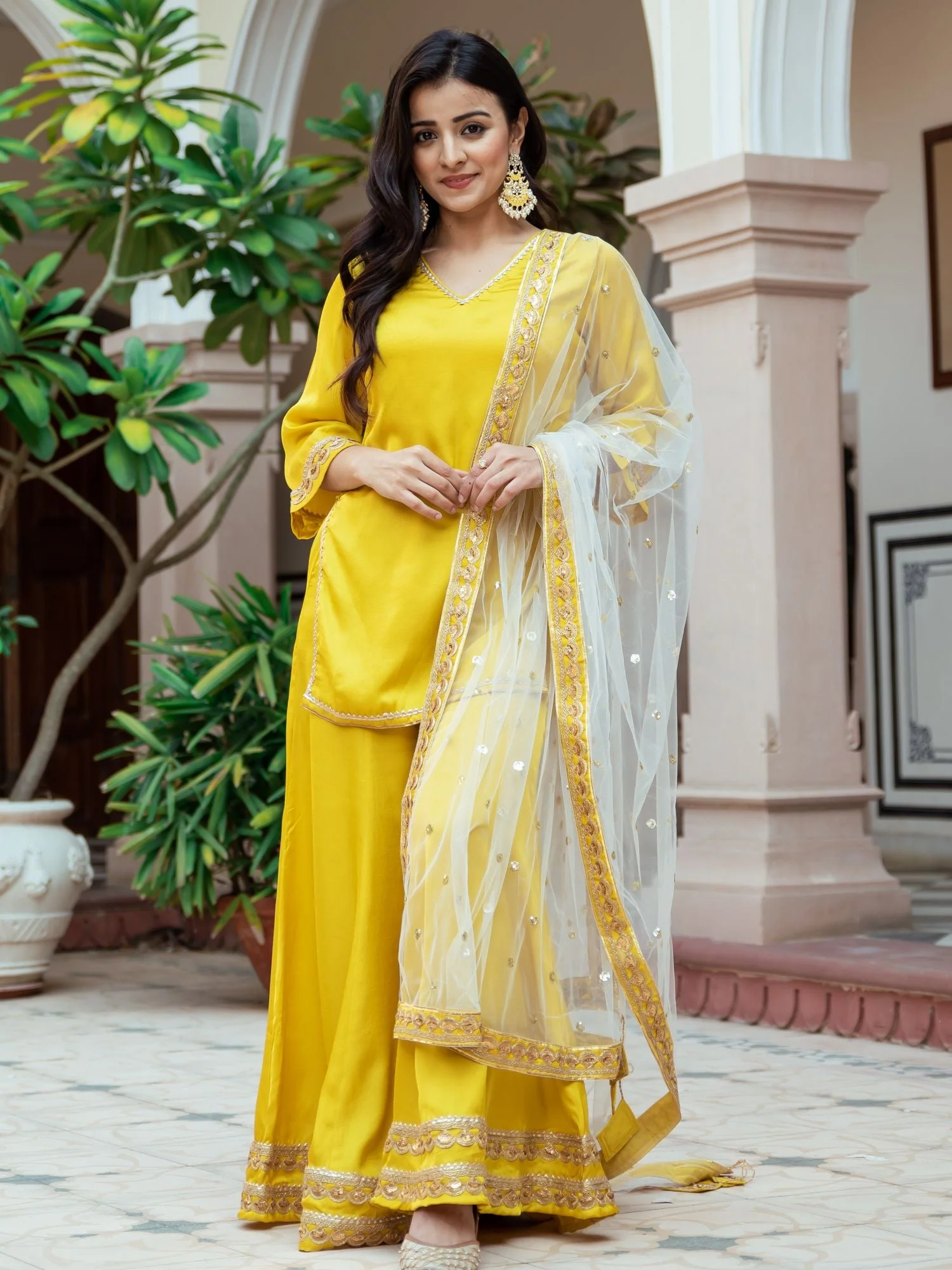Yellow Silk Gharara Set - Image 3