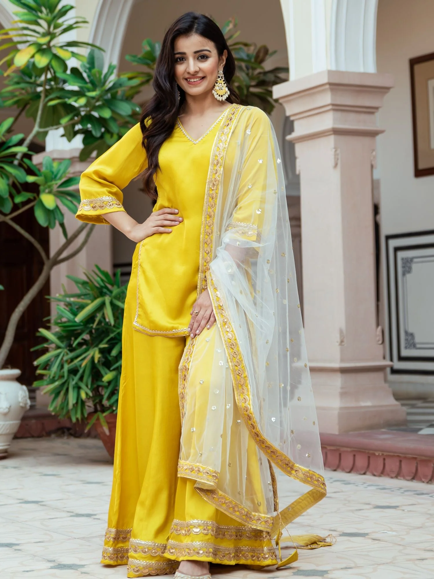 Yellow Silk Gharara Set - Image 4