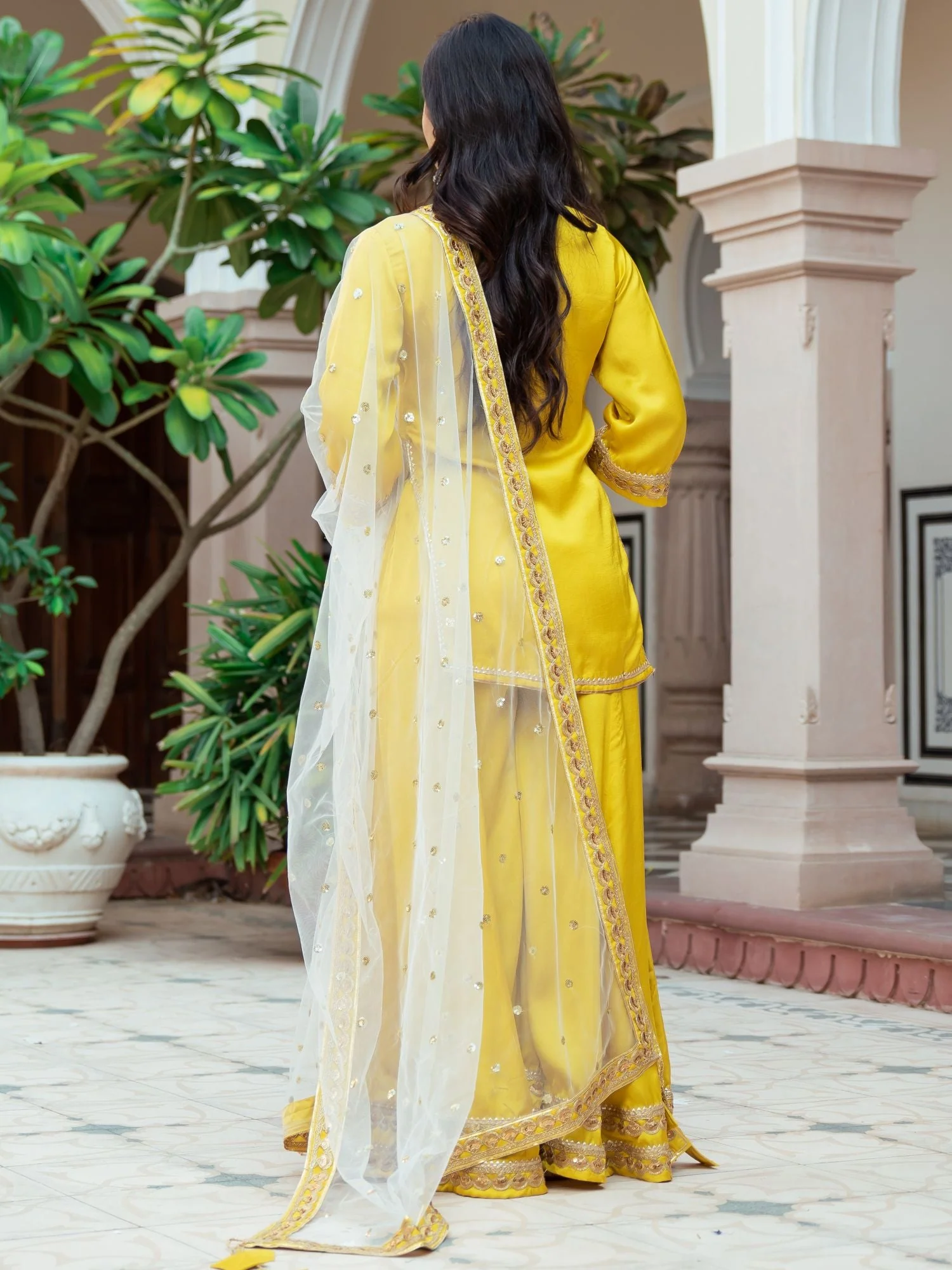 Yellow Silk Gharara Set - Image 6